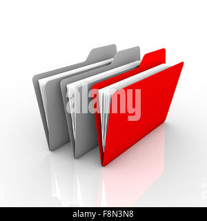 privileged folder with the specified color, especially red. The presentation and available on the internet Stock Photo