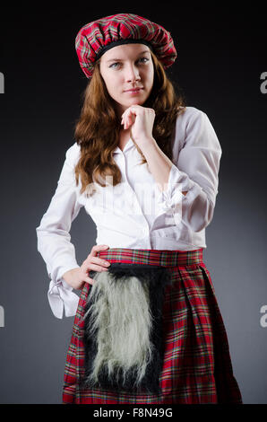 Scottish traditions concept with person wearing kilt Stock Photo