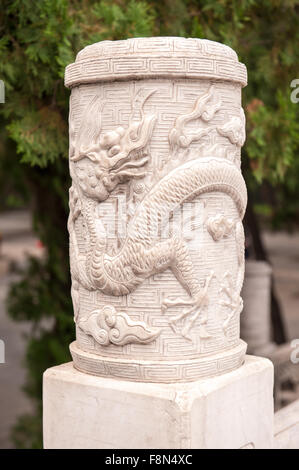 Traditional Chinese carving of dragon on stone stairs Stock Photo