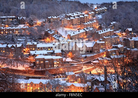 A Winter's Night in Hebden Bridge, West Yorkshire, England Stock Photo