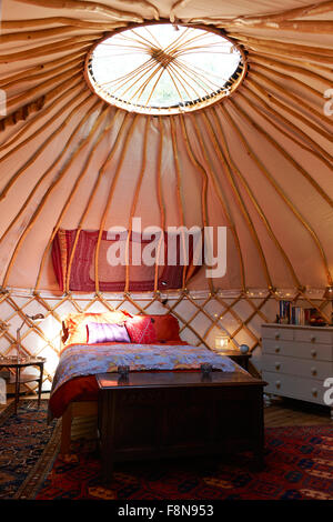 Interior Of Empty Holiday Yurt Stock Photo