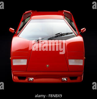 Red Lamborghini Countach in studio from front. Stock Photo