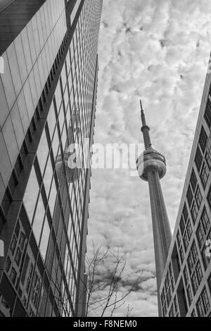 The CN Tower reflected in a skyscraper. Toronto, Canada Stock Photo