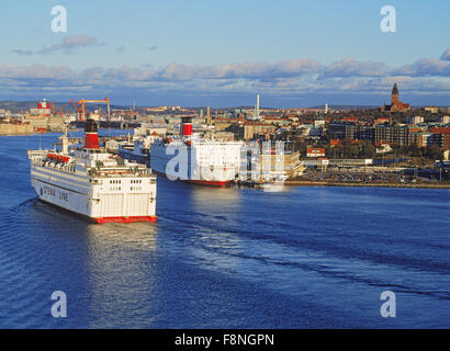 Passenger ship coming into port at Gothhenburg or Goteborg on Sweden's West Coast Stock Photo