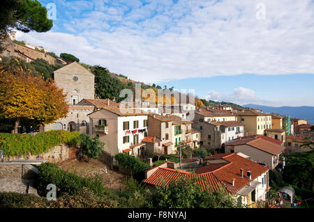 Cortona, view  from piazza Garibaldi (on the left San Domenico church), Tuscany, Italy Stock Photo