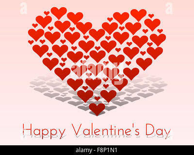 Happy valentines day card with hearts shaping a heart Stock Photo