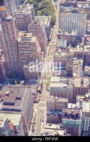 Vintage stylized aerial picture of Manhattan, New York, USA Stock Photo