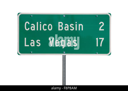 Las Vegas highway sign isolated on white. Stock Photo