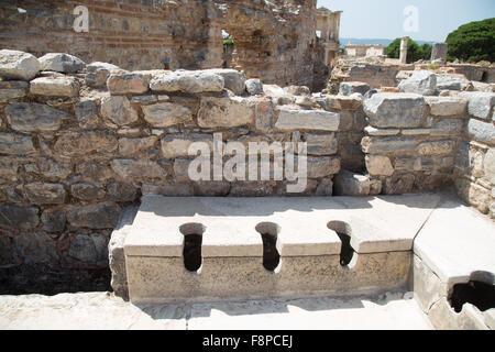 Public Toilets of Ephesus Ancient City in Izmir, Turkey Stock Photo