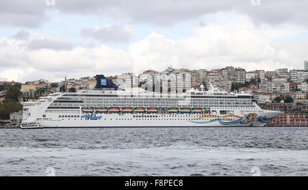 Norwegian Spirit Cruise Ship in Istanbul Port. Ship has 1996 passenger capacity with 75388 grosstonage Stock Photo