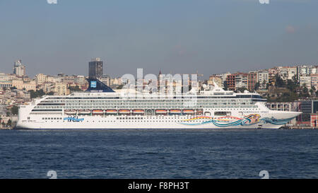 Norwegian Spirit Cruise Ship in Istanbul Port. Ship has 1996 passenger capacity Stock Photo