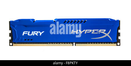 Fast Hyper X Fury Gaming PC RAM Module on a White Background Stock Photo