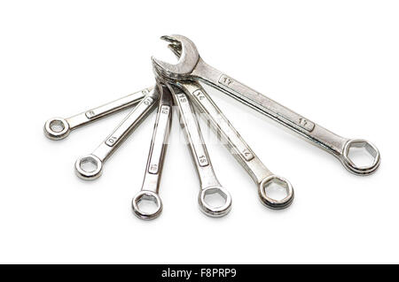 Various spanners isolated  on the white background Stock Photo