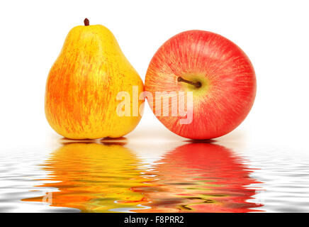 Pear and apple isolated  on the white Stock Photo