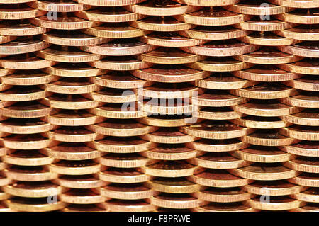 Pattern of wall made from golden  coins Stock Photo