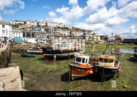Panoramic view of Mevagissey in Cornwall from the inner harbour Stock Photo
