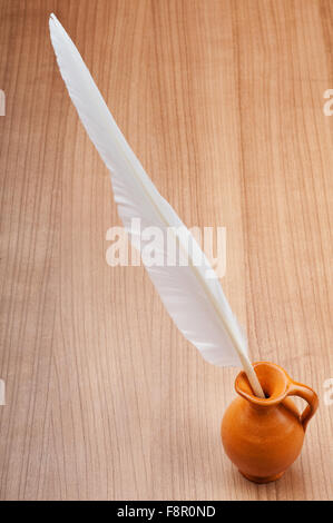 Writing feather against gradient background Stock Photo