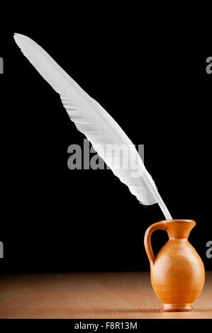 Writing feather against gradient background Stock Photo