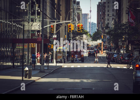 New York City - September 25: Manhattan 58th street rehabilitation on 7 September 2015. Stock Photo