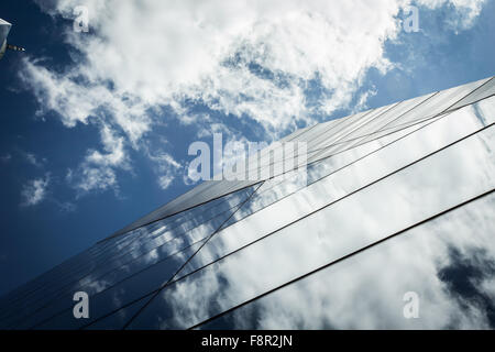 New York City - September 14: Manhattan HBO building reflecting sky and clouds building on HBO, on 15 September 2015. Stock Photo