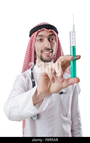Young arab doctor isolated on white Stock Photo