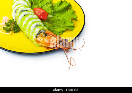 Sushi and crab isolated on the white background Stock Photo