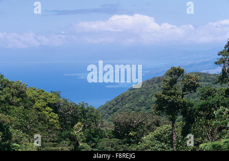 Fiji Islands, Taveuni view from rainforest where Tagimoucia can be found. Stock Photo