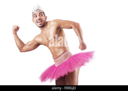 Muscular ballet performer in funny concept Stock Photo