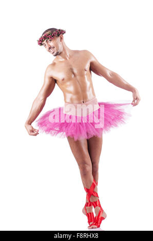 Muscular ballet performer in funny concept Stock Photo