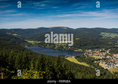 View from Hochfirst to Titisee lake and Feldberg, Titisee-Neustadt, Black Forest, Baden-Württemberg, Germany Stock Photo