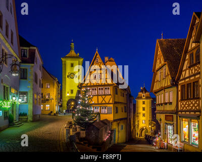 Siebers Tower, Ploenlein and Kobolzell Gate, Rothenburg ob der Tauber, Romantic Road, Franconia, Bavaria, Germany, Europe Stock Photo