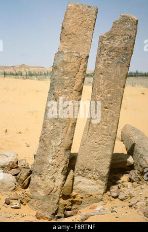 Ancient Rajajil standing stones in Sakaka, in the Al-Jawf, or Al-Jouf, area of Saudi Arabia. Dating back nearly 6,000 years. Stock Photo