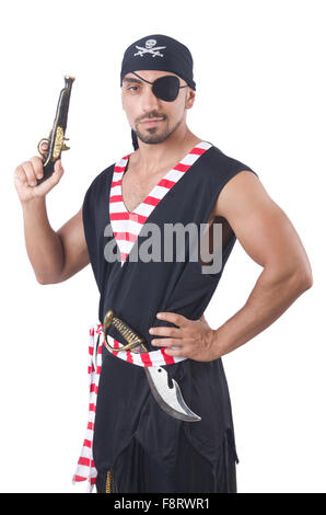 One eyed pirate isolated on the white Stock Photo