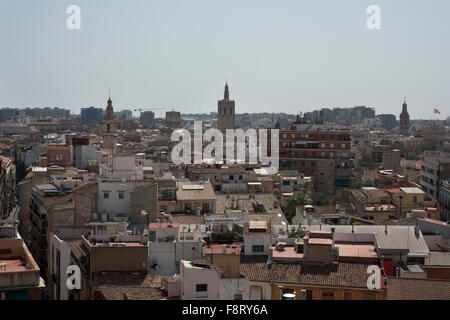 View of Valencia from Las Torres de Quart, Valencia, Spain. Stock Photo