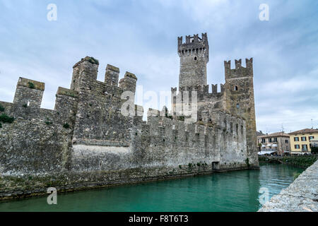 Rocca Scaligera castle in Sirmione on Lake Garda. Stock Photo