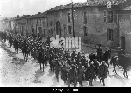 French prisoners in a suburb of Verdun, World War One Stock Photo