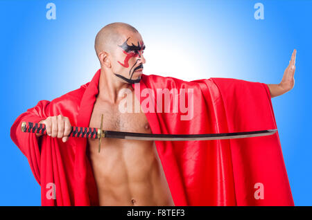 Man with sword isolated on white Stock Photo