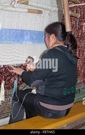 Shanghai, China, Asia, Chinese Loom, In Carpet Factory, Stock Photo