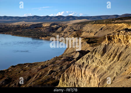 WASHINGTON - Overlooking the Columbia River at sunset from the top of the White Bluffs in the Hanford Reach National Monument Stock Photo