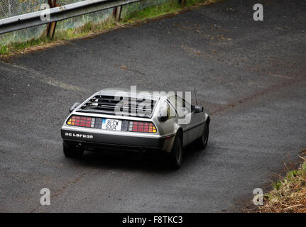 DeLorean cars return to the original Dunmurry Factory in Belfast where they were built. Stock Photo
