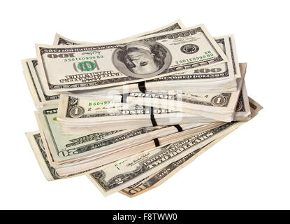 US dollars bank notes. Isolated on white background Stock Photo