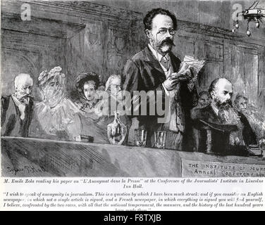 EMILE ZOLA (1840-1902) French writer at the Annual Conference of the Institute of Journalists in London, 30 September 1893 Stock Photo