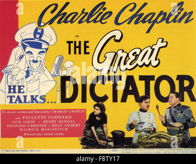 THE GREAT DICTATOR 1940 United Artists film with from left Paulette Goddard,  Charlie Chaplin, Jack Oakie Stock Photo