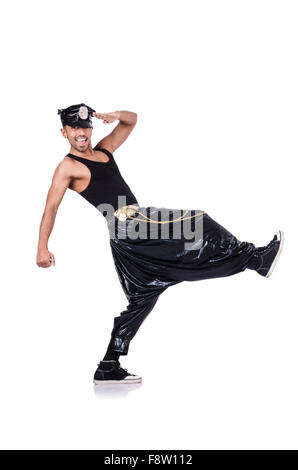 Rap dancer in wide pants on white Stock Photo - Alamy
