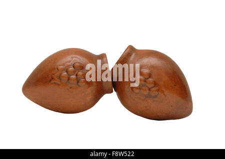 Two clay pots isolated on white Stock Photo
