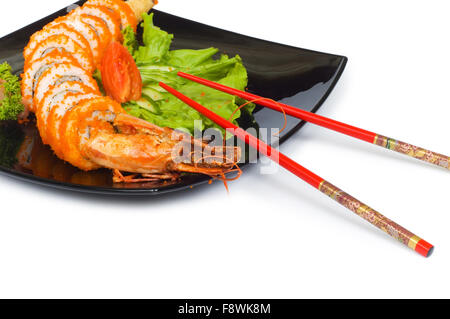 Sushi and crab isolated on the white background Stock Photo