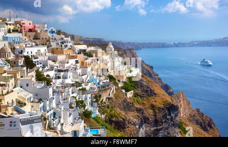 Thira Town (capital city of Santorini), village situated on the cliff, Santorini Island, Cyclades, Greece Stock Photo