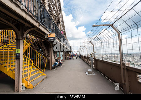 Middle observation deck at the Eiffel Tower, Paris, Ile de France, France Stock Photo