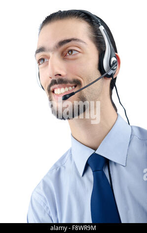 Call center operator with headset Stock Photo