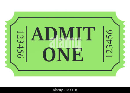 green ticket isolated on white background Stock Photo